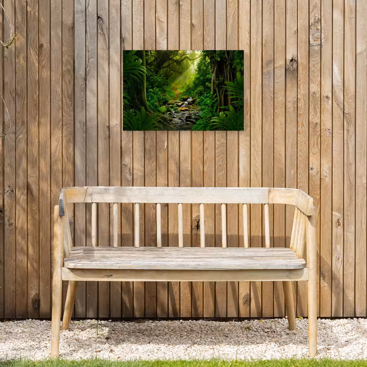 Zonnige Stralen in het Regenwoud Tuinposter op houten frame 2 cm dik klein -sfeer4