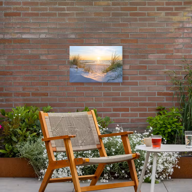 Zonsondergang aan Zee Tuinposter op houten frame 2 cm dik klein -sfeer3