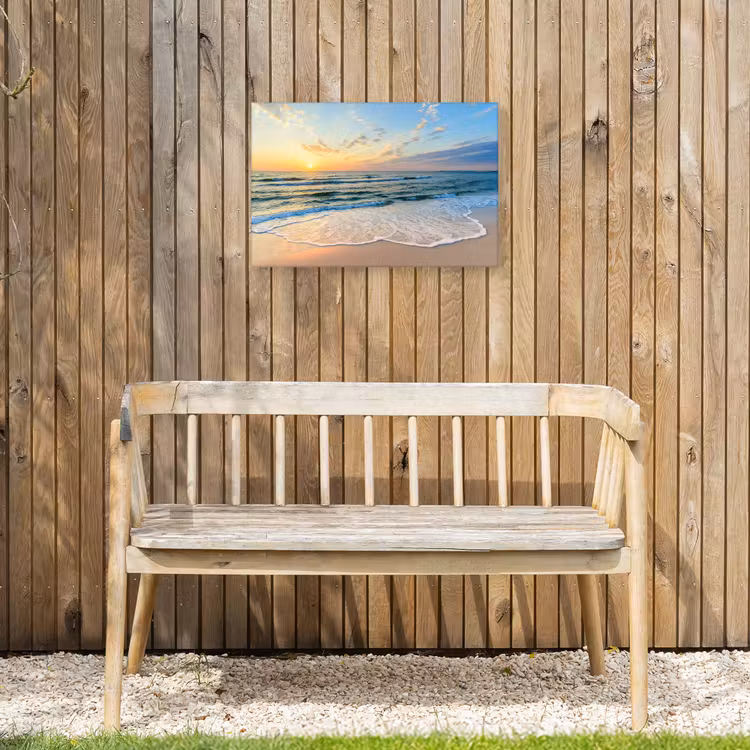 Zonsondergang aan Zee Tuinposter op houten frame 2 cm dik klein -sfeer4