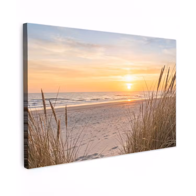 Zonsondergang - Duinen - Zee Tuinposter op houten frame 2 cm dik klein -3d