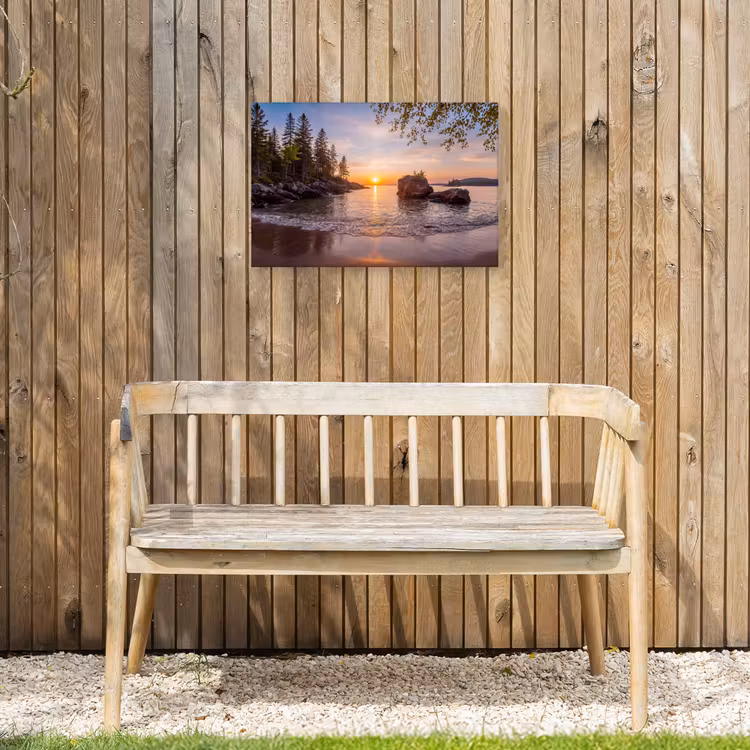 Zonsondergang - Kust - Water - Natuur - Oranje Tuinposter op houten frame 2 cm dik klein -sfeer4