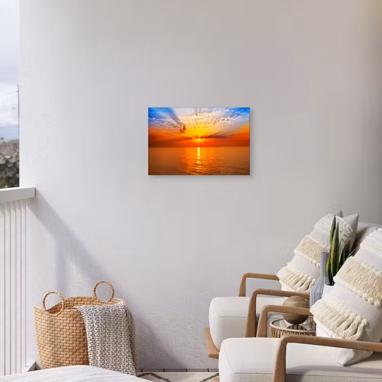 Zonsondergang - Zee - Lucht - Oranje - Horizon - Water Tuinposter op houten frame 2 cm dik klein -sfeer1