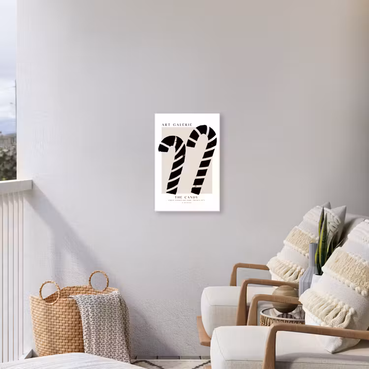 Zuurstokken - Kerst - Snoepgoed - Zwart - Feestdagen Tuinposter op houten frame 2 cm dik klein -sfeer1