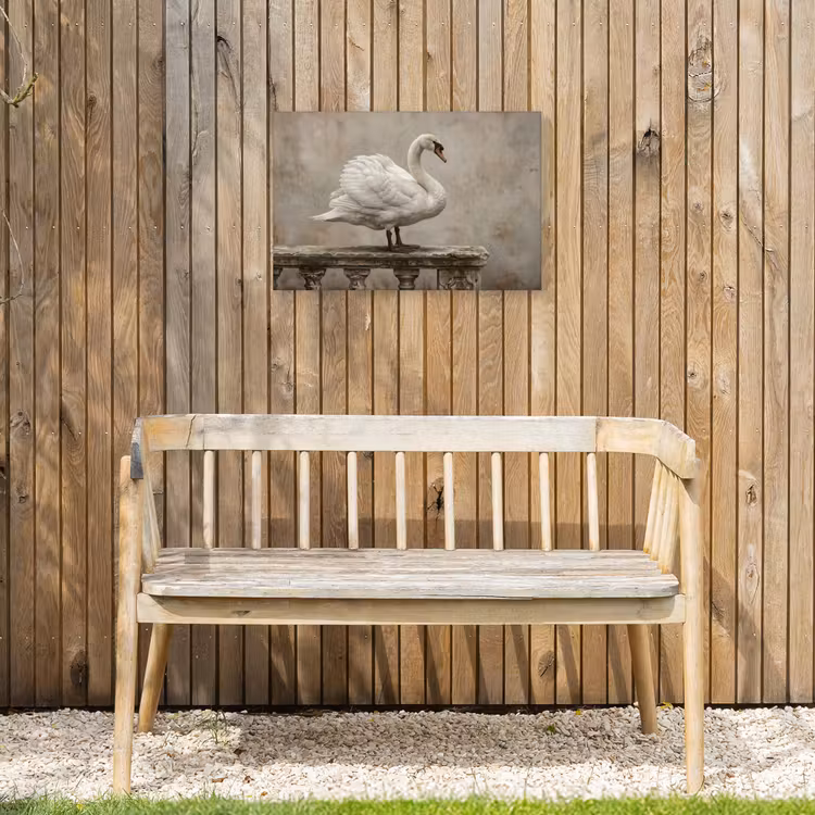 Zwaan - Elegant - Dieren - Wit Tuinposter op houten frame 2 cm dik klein -sfeer4