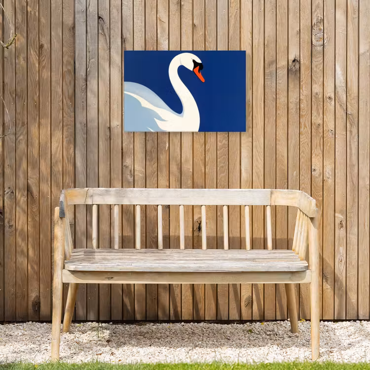 Zwaan - Wit - Snavel - Illustratie Tuinposter op houten frame 2 cm dik klein -sfeer4