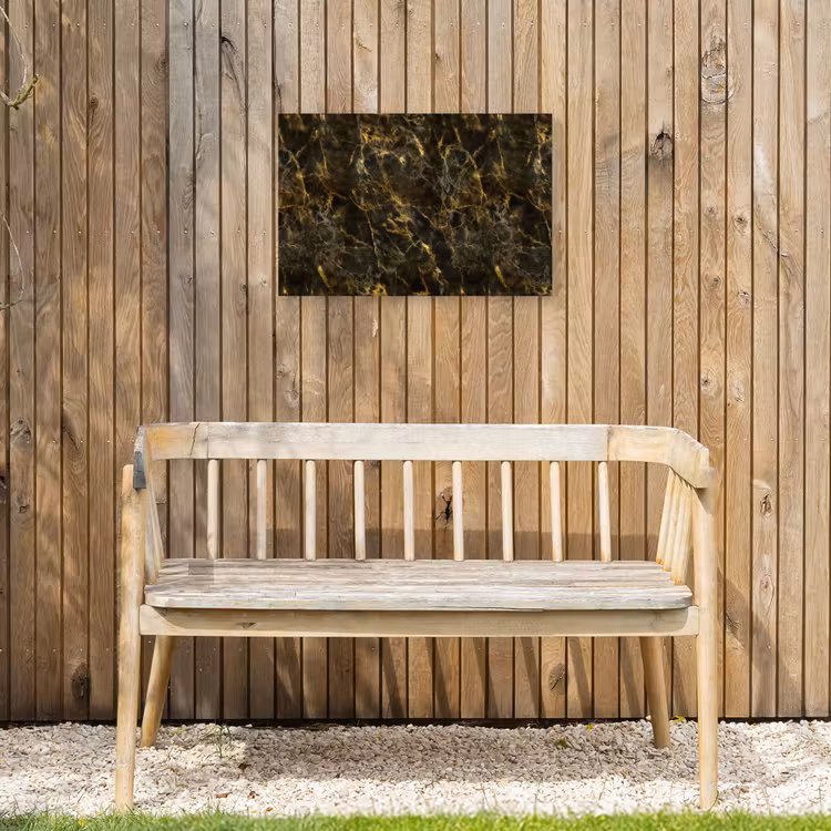 Zwart - Marmer - Goud Tuinposter op houten frame 2 cm dik klein 845 -sfeer4