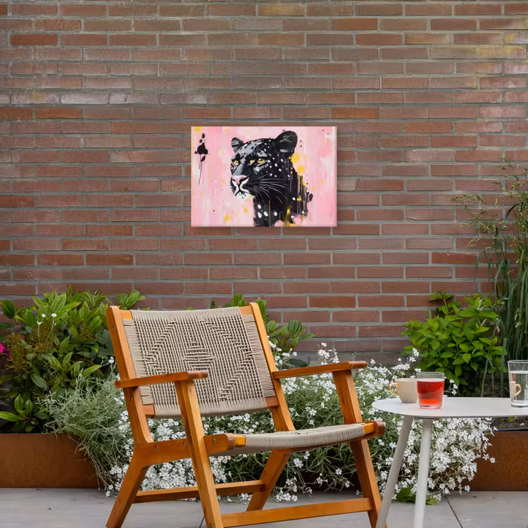 Zwart - Panter - Roze - Abstract Tuinposter op houten frame 2 cm dik klein -sfeer3