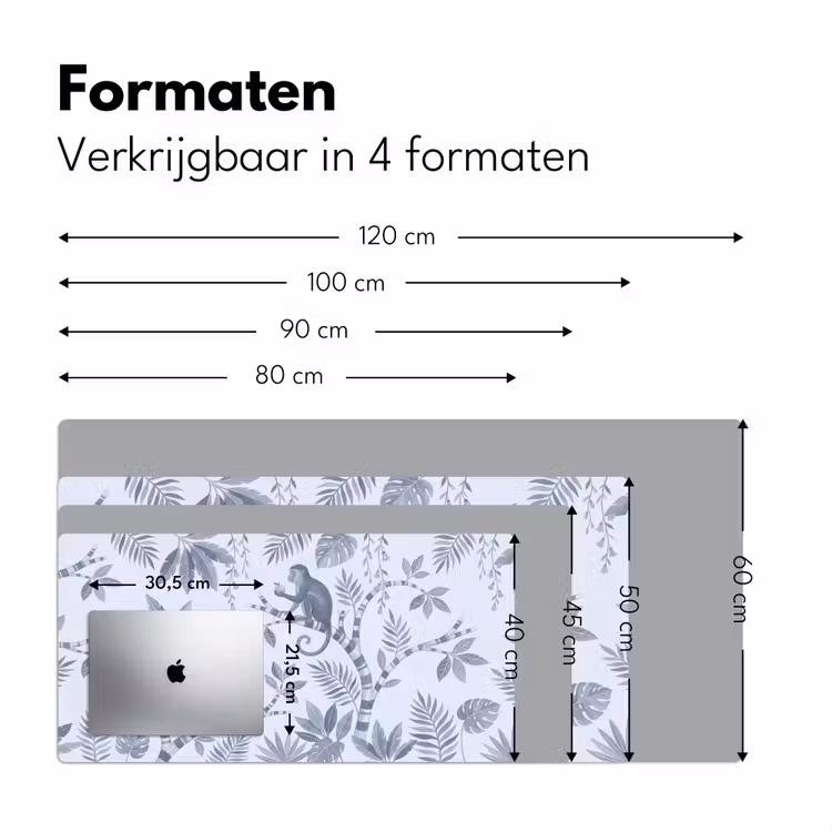Aap - Boom - Bladeren - Jungle - Illustratie Muismat XXL klein -sfeer5