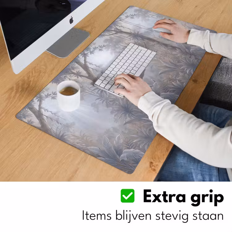 Aap - Boom - Jungle - Natuur - Grijs Muismat XXL klein -sfeer3