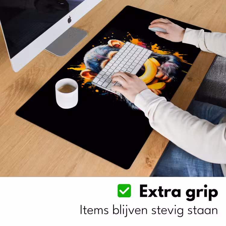 Aap - Graffiti - Kleurrijk - Bananen - Modern Muismat XXL klein -sfeer3