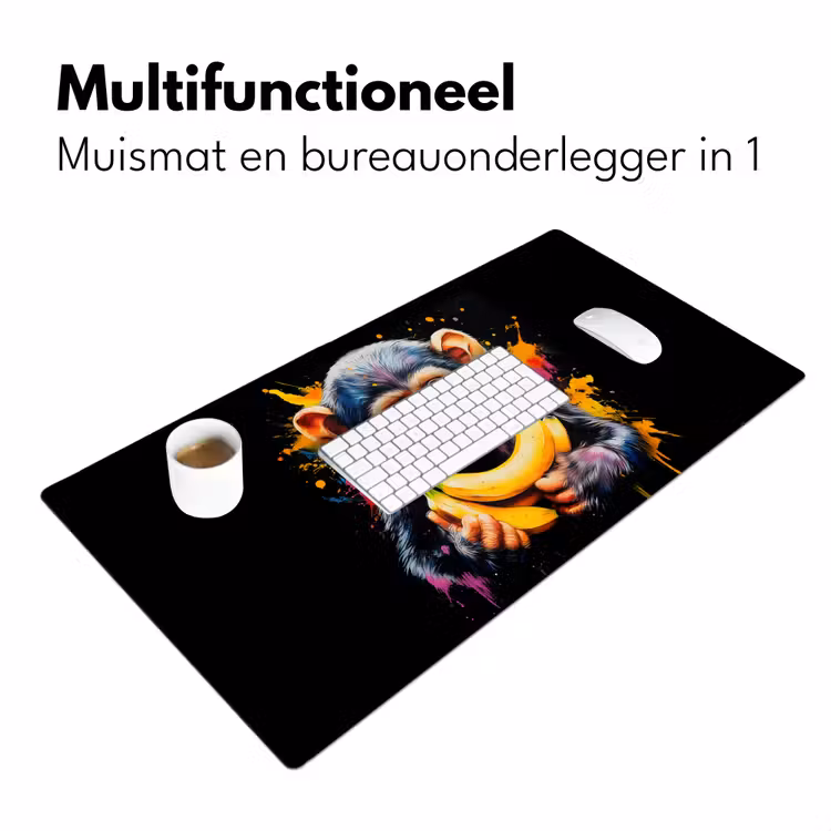 Aap - Graffiti - Kleurrijk - Bananen - Modern Muismat XXL klein -sfeer4