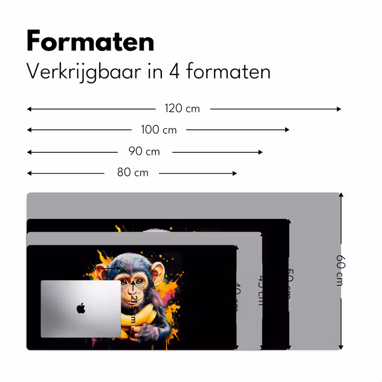 Aap - Graffiti - Kleurrijk - Bananen - Modern Muismat XXL klein -sfeer5