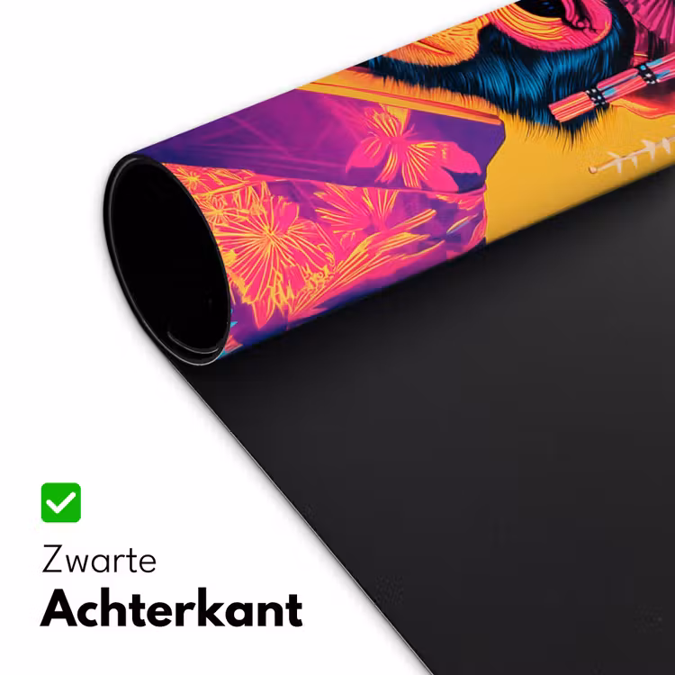 Aap - Kimono - Bloemen - Hoofdtooi Muismat XXL klein -sfeer2