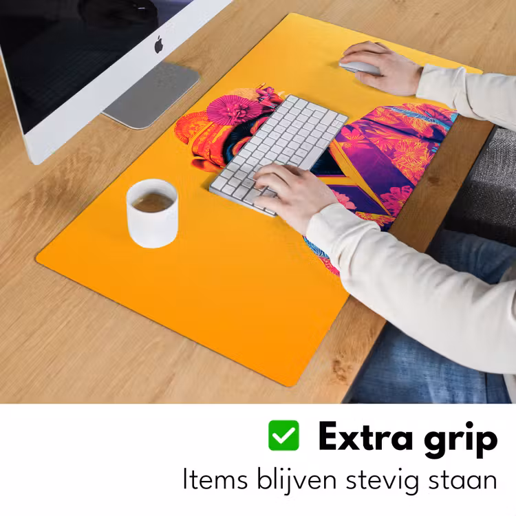 Aap - Kimono - Bloemen - Hoofdtooi Muismat XXL klein -sfeer3