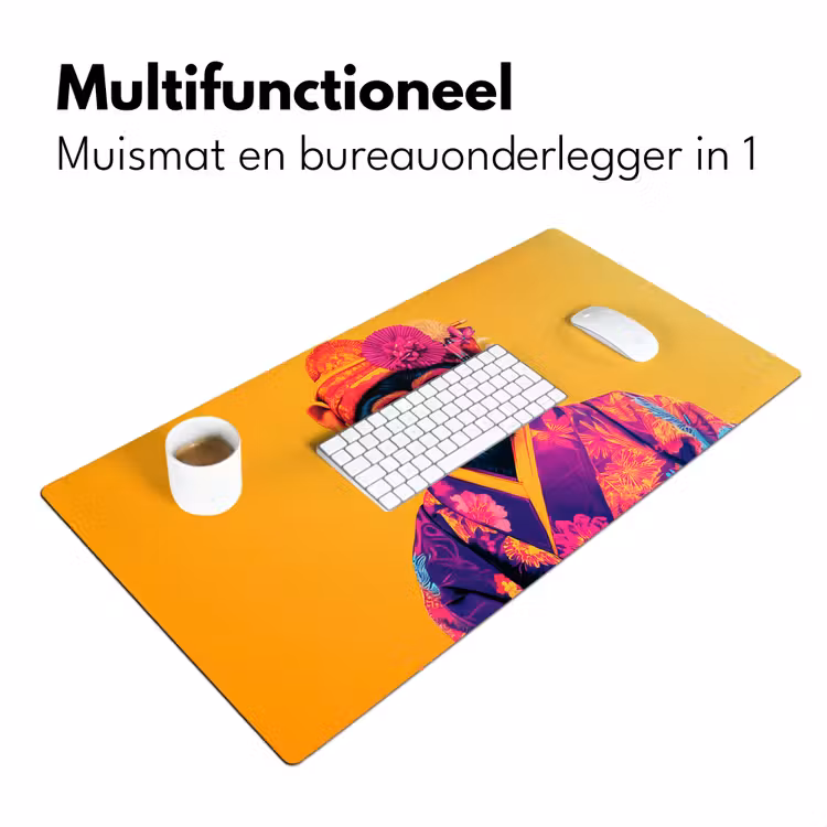 Aap - Kimono - Bloemen - Hoofdtooi Muismat XXL klein -sfeer4