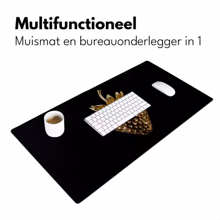 Aardbei - Goud - Zwart - Chrome Muismat XXL klein -sfeer4