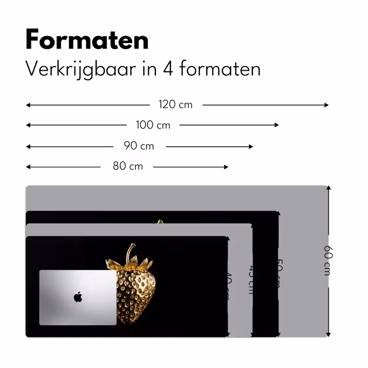 Aardbei - Goud - Zwart - Chrome Muismat XXL klein -sfeer5