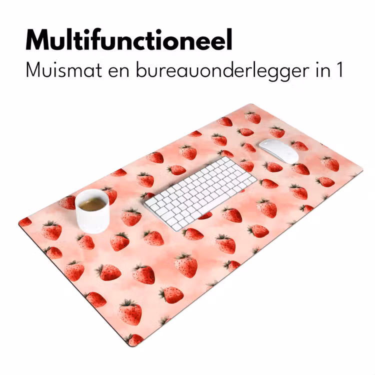 Aardbei - Patroon - Roze Muismat XXL klein 681 -sfeer4