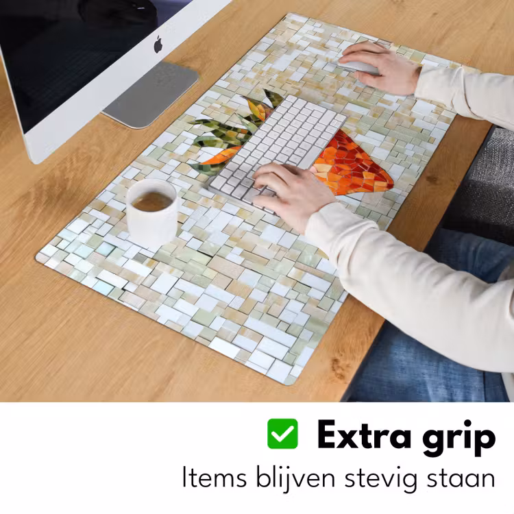 Aardbei - Rood - Mozaïek - Fruit Muismat XXL klein -sfeer3