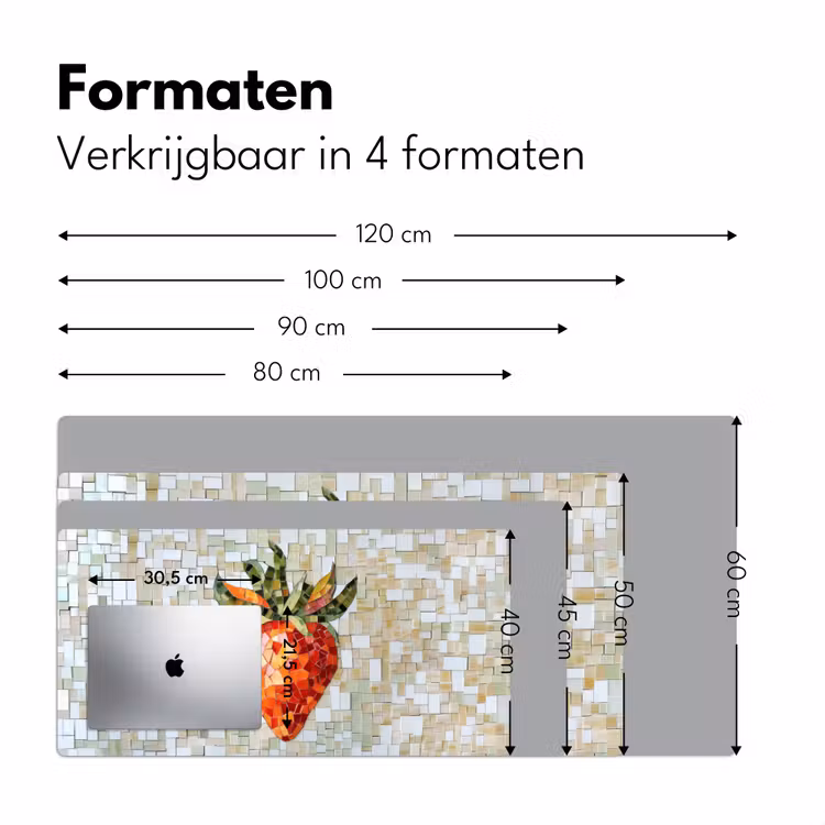 Aardbei - Rood - Mozaïek - Fruit Muismat XXL klein -sfeer5