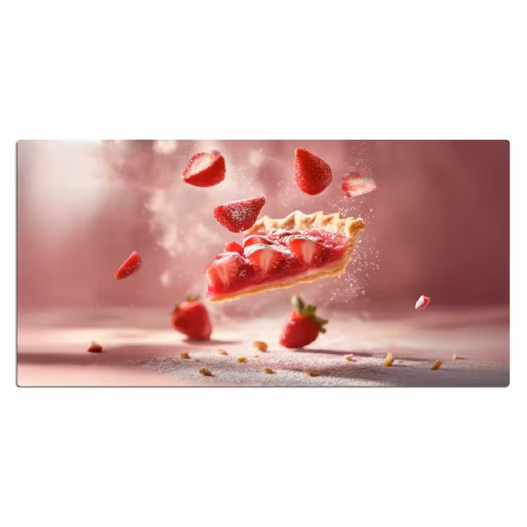 Aardbei - Taart- Eten - Roze Muismat XXL klein -3d_leeg