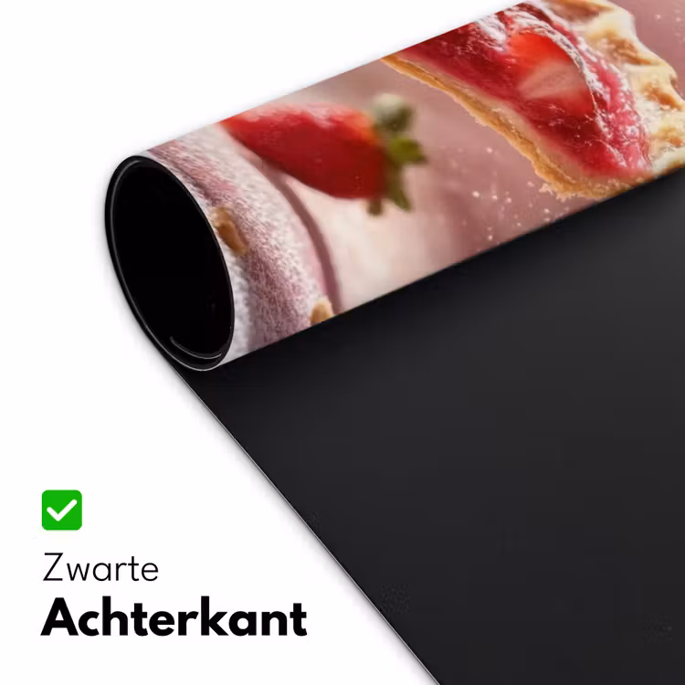 Aardbei - Taart- Eten - Roze Muismat XXL klein -sfeer2