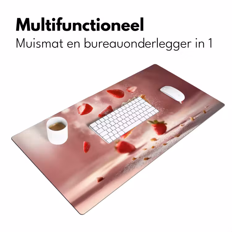 Aardbei - Taart- Eten - Roze Muismat XXL klein -sfeer4