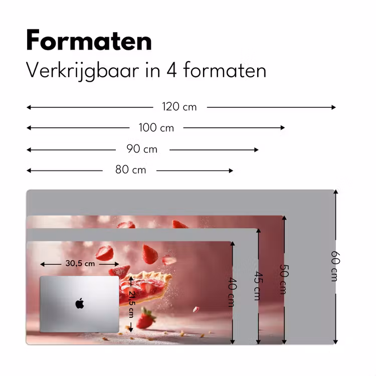 Aardbei - Taart- Eten - Roze Muismat XXL klein -sfeer5