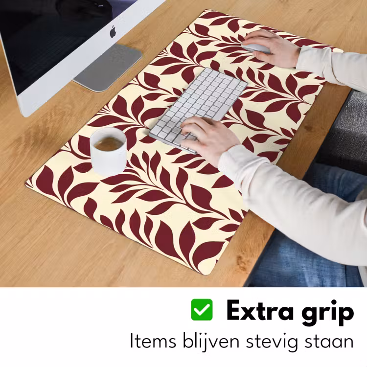 Abstract - Bladeren - Burgundy Muismat XXL klein 681 -sfeer3