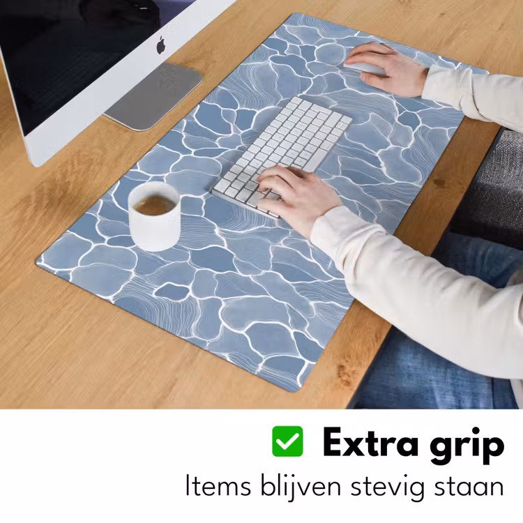 Abstract - Blauw - Bladeren Muismat XXL klein -sfeer3