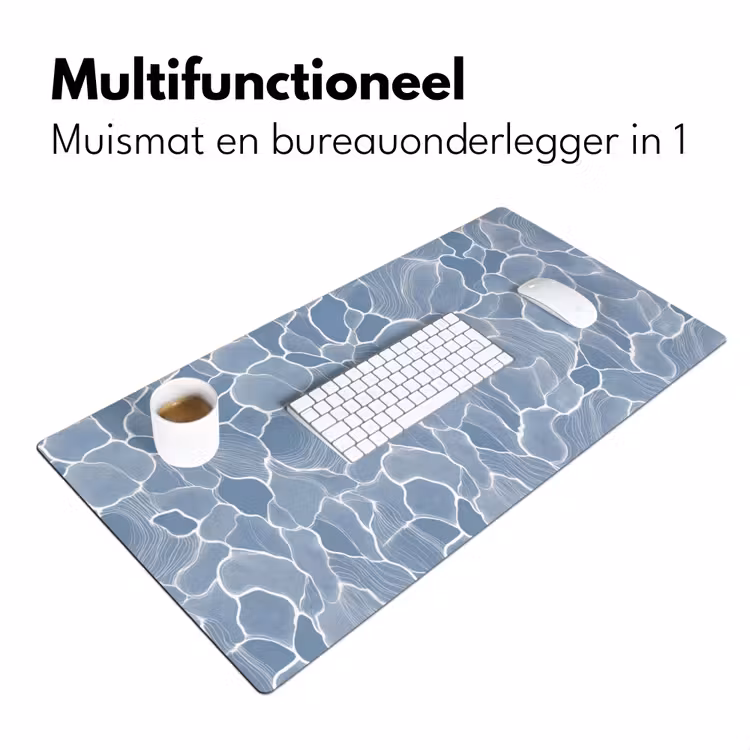 Abstract - Blauw - Bladeren Muismat XXL klein -sfeer4