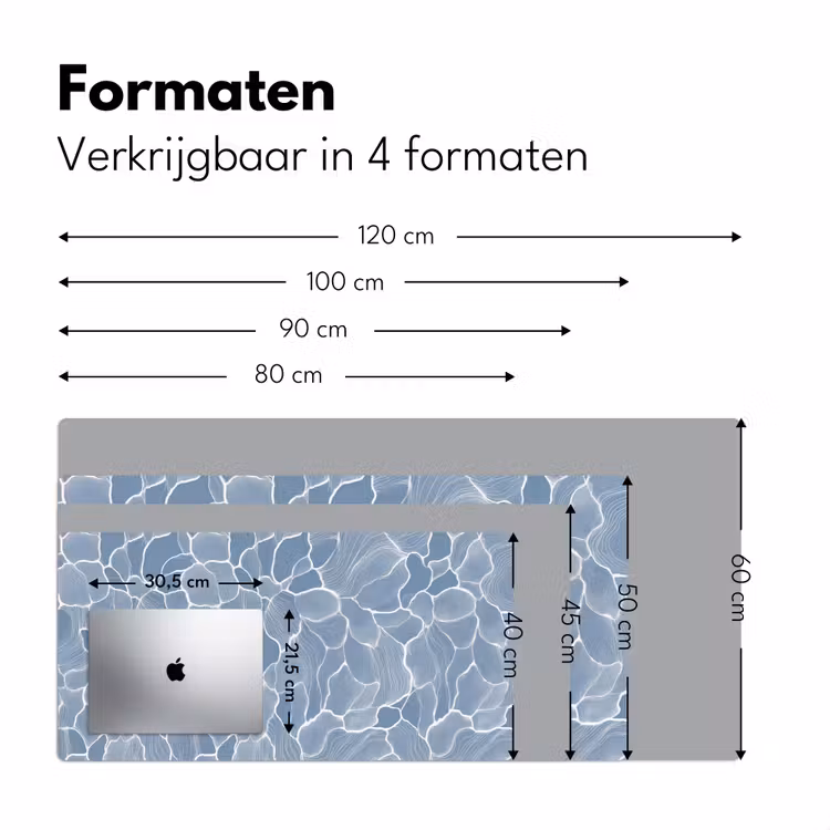 Abstract - Blauw - Bladeren Muismat XXL klein -sfeer5