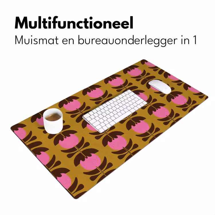Abstract - Bloemen - Roze Muismat XXL klein 681 -sfeer4