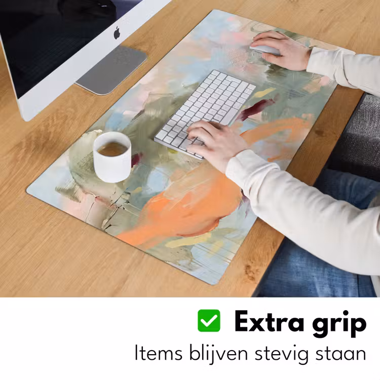Abstract - Borstelstreken - Kunst - Modern - Pastel Muismat XXL klein -sfeer3