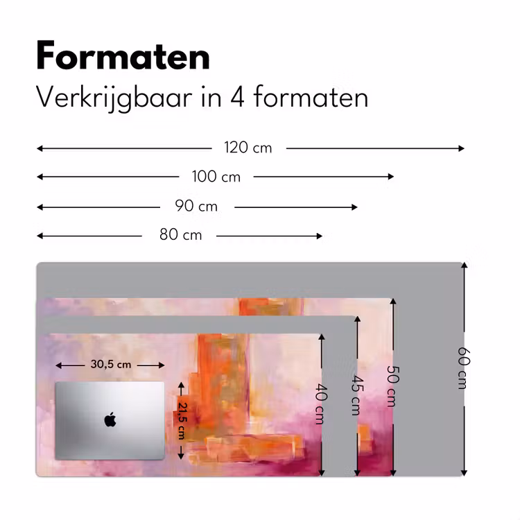Abstract - Borstelstreken - Kunst - Paars - Goud Muismat XXL klein -sfeer5