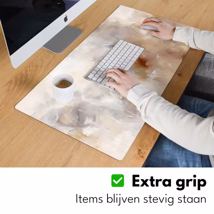 Abstract - Borstelstreken - Modern - Beige - Kunst Muismat XXL klein -sfeer3