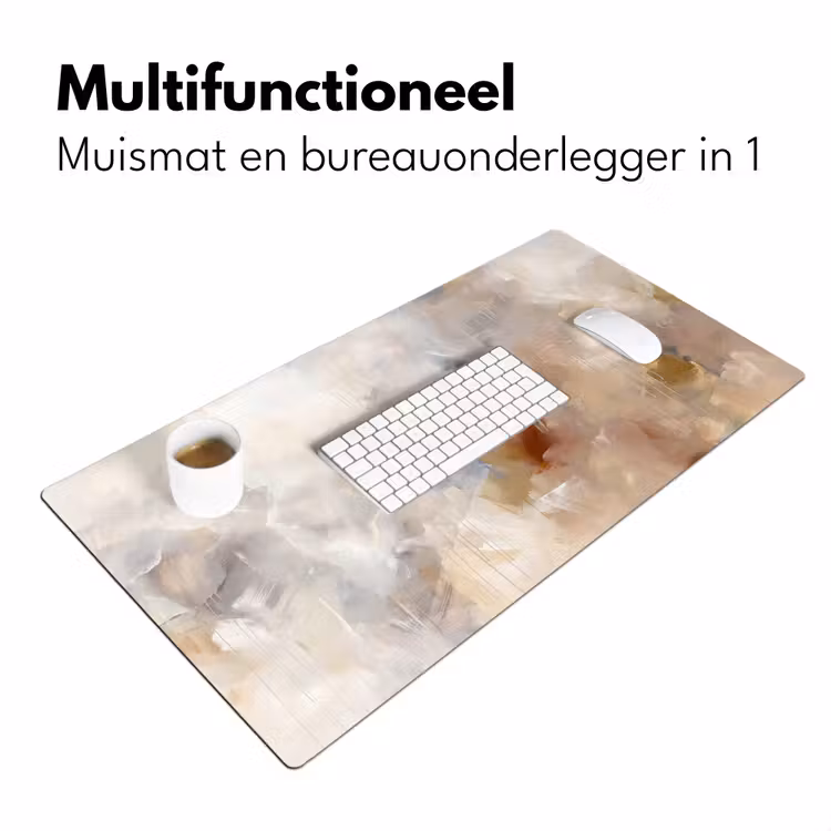 Abstract - Borstelstreken - Modern - Beige - Kunst Muismat XXL klein -sfeer4