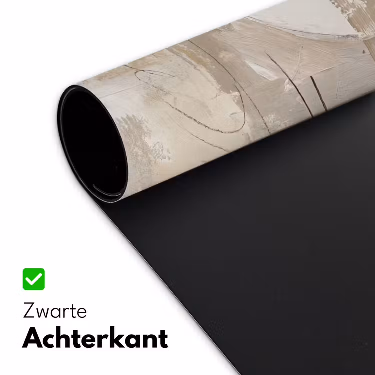 Abstract - Cirkel - Modern - Beige - Zwart - Minimalistisch Muismat XXL klein -sfeer2