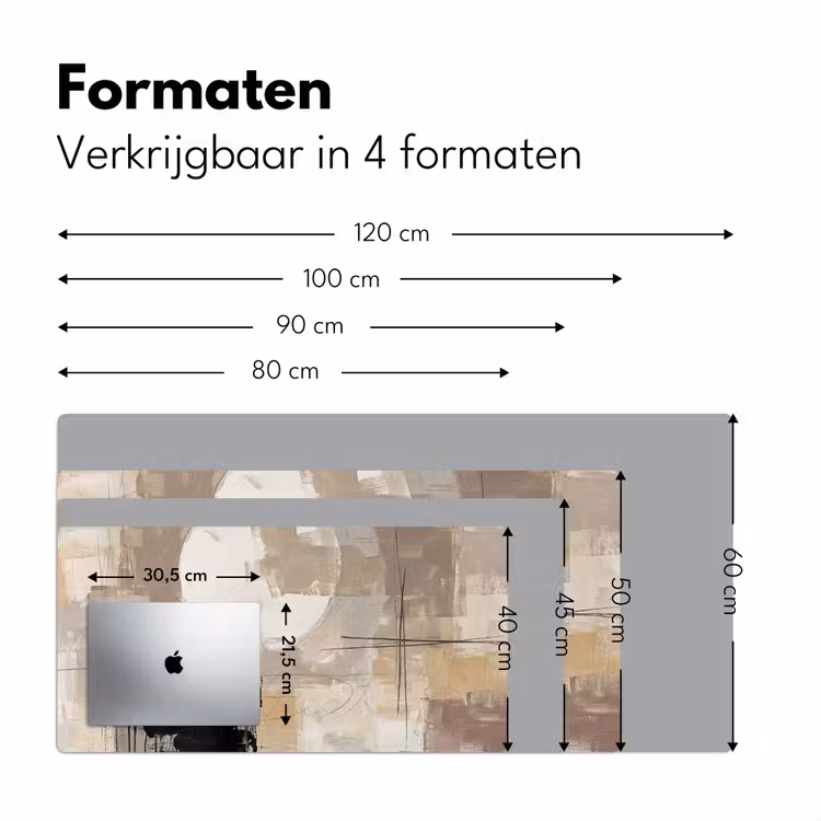 Abstract - Cirkel - Modern - Beige - Zwart - Minimalistisch Muismat XXL klein -sfeer5