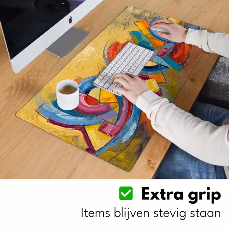 Abstract - Cirkels - Schilderij - Kleurrijk - Dynamisch Muismat XXL klein -sfeer3