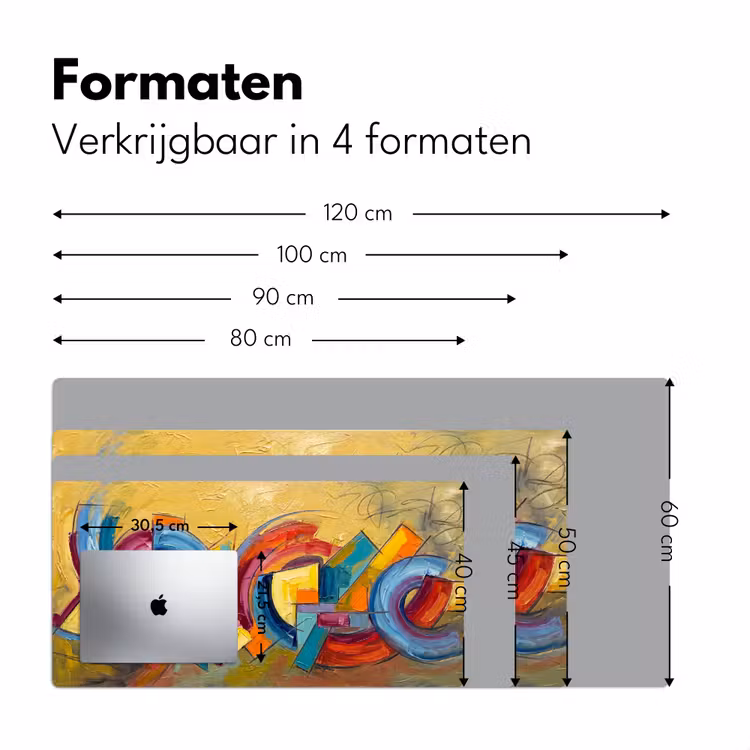 Abstract - Cirkels - Schilderij - Kleurrijk - Dynamisch Muismat XXL klein -sfeer5