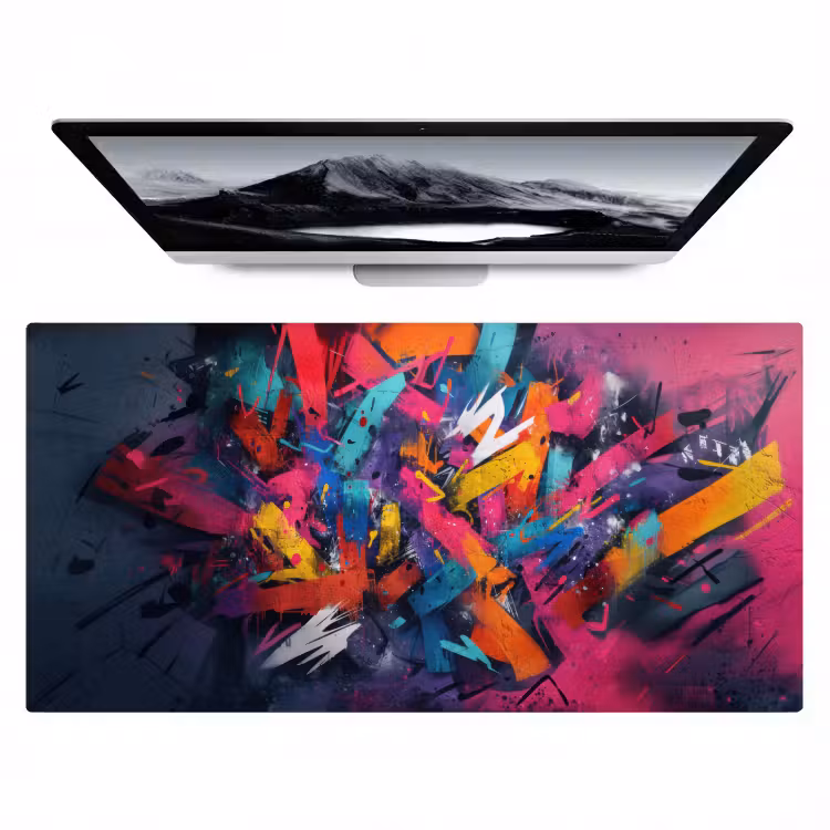 Abstract - Explosie - Neonkleuren Muismat XXL klein -zzz3d