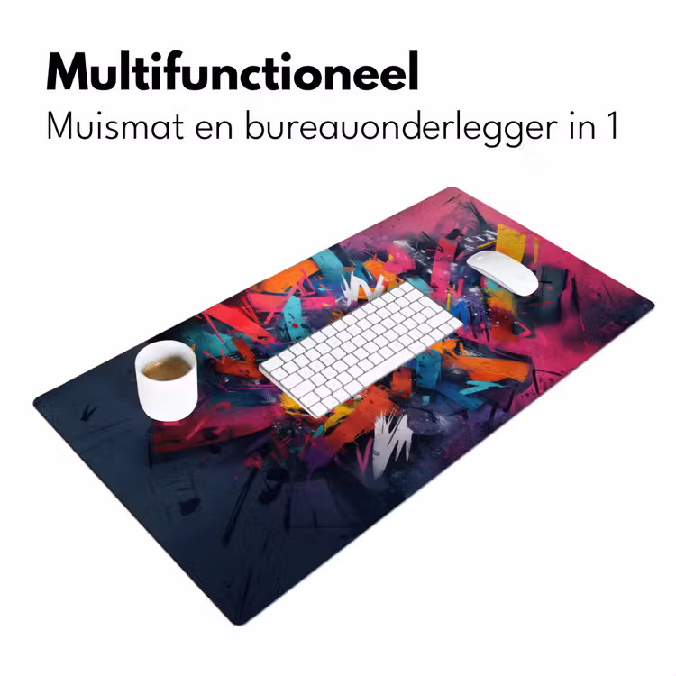 Abstract - Explosie - Neonkleuren Muismat XXL klein -sfeer4