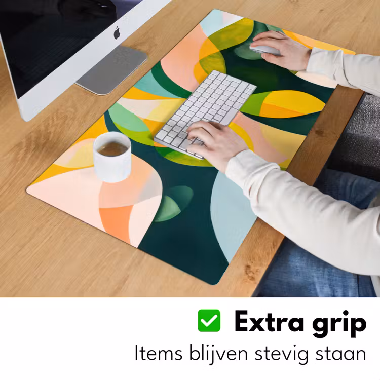 Abstract - Geel - Roze - Groen Muismat XXL klein -sfeer3
