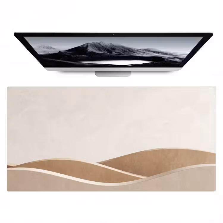 Abstract - Golven - Modern - Beige Muismat XXL klein -zzz3d