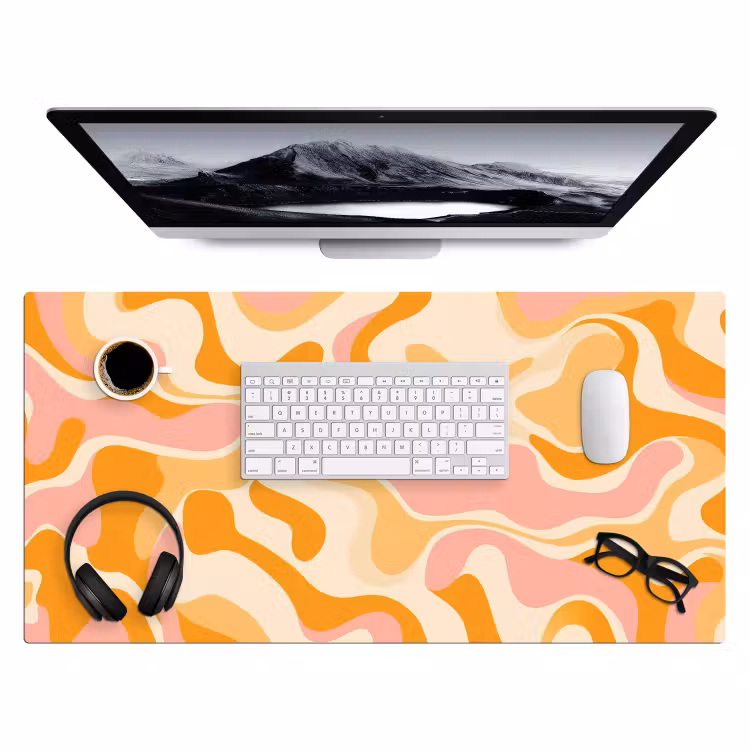 Abstract - Golvend - Oranje Muismat XXL klein -3d