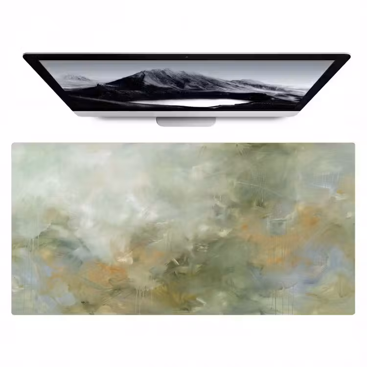 Abstract - Groen - Beige - Modern - Kunst Muismat XXL klein -zzz3d