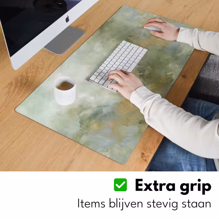 Abstract - Groen - Beige - Modern - Kunst Muismat XXL klein -sfeer3