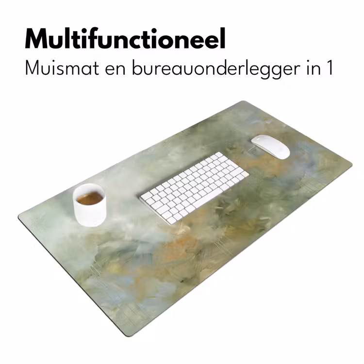 Abstract - Groen - Beige - Modern - Kunst Muismat XXL klein -sfeer4