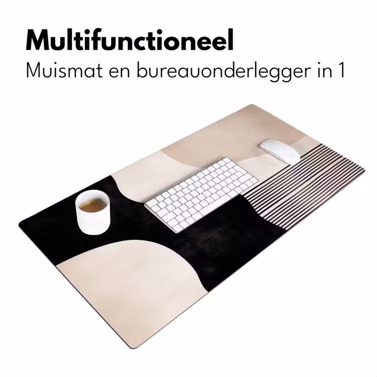 Abstract - Japandi - Beige - Modern Muismat XXL klein -sfeer4